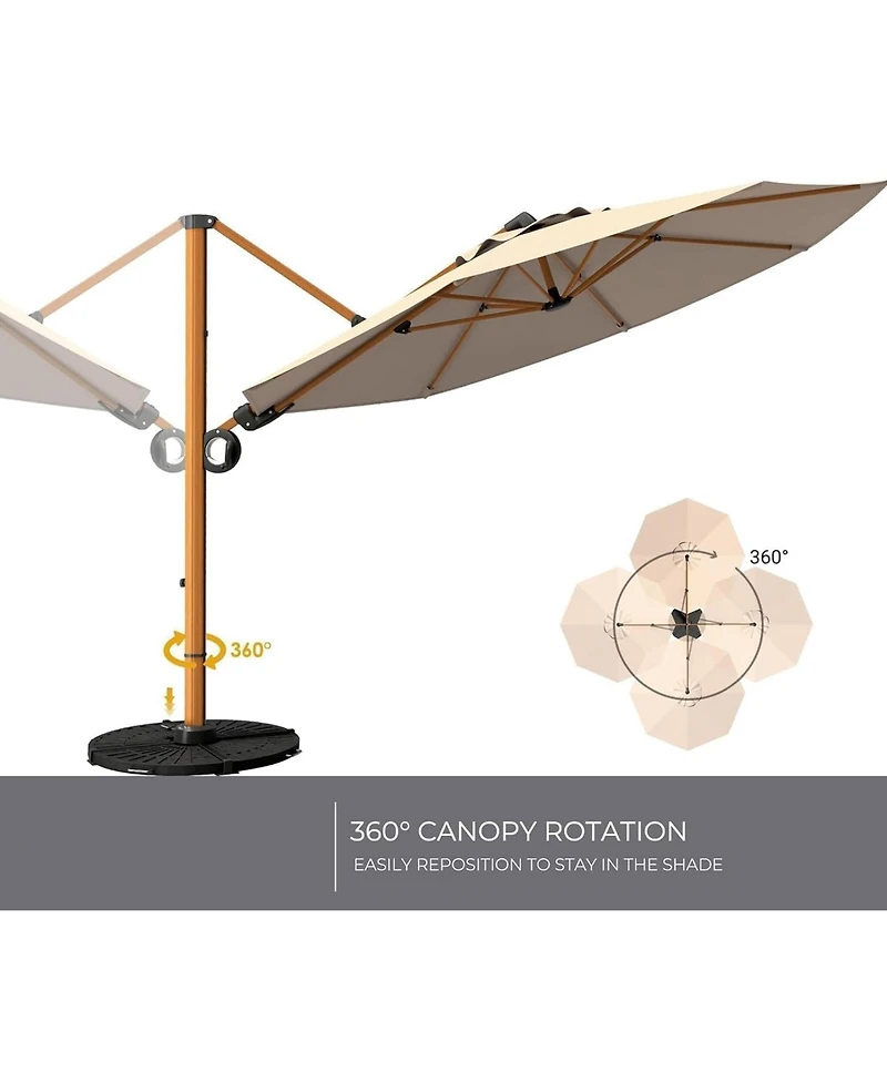 Mondawe Cantilever Umbrella w/ 360° Rotation & 45° Tilt,UPF50+ Waterproof Canopy,All-Aluminum Frame