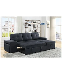 Homlux 97"W Dark Gray Linen Sleeper Sectional Sofa with Reversible Storage Chaise