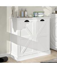 Casainc Tilt-Out Laundry Hamper Cabinet with Two Sorting Compartments and Top Shelf Organizer
