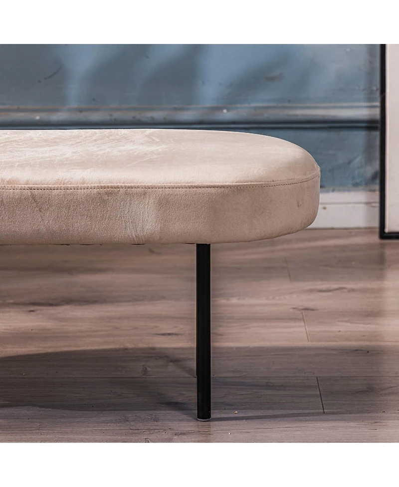 Nordlys - Metal and Beige Velvet Bench Modern Design Style Upholstery Entry