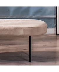 Nordlys - Metal and Beige Velvet Bench Modern Design Style Upholstery Entry