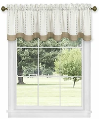 Kate Aurora Living Country Farmhouse Striped Window Valance Curtain Treatments - 58 in. W x 14 L, Burgundy