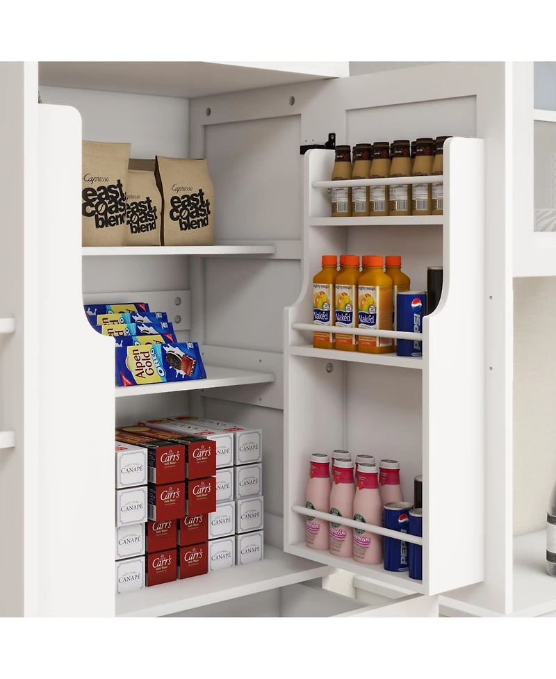 Casainc 71" Pantry Cabinet with 4 Doors, Drawer and Built-in Racks for Dining Room or Kitchen
