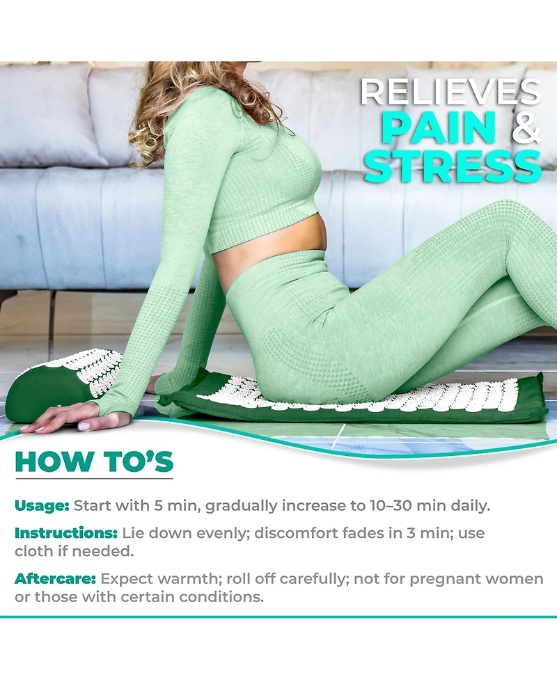 Sorbus 51 Inch Acupressure Mat, Pillow & Carry Bag