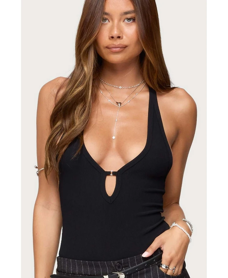 Edikted Women's Alanah Cut Out Ribbed Bodysuit