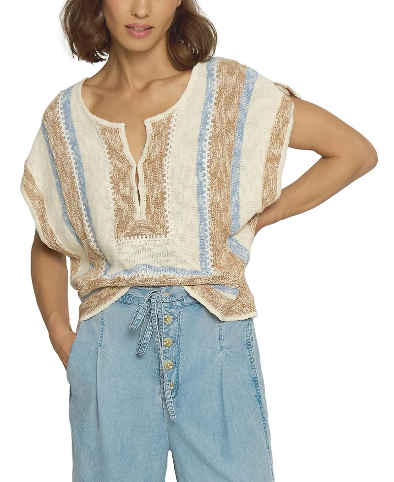 Central Park West Women's Mitred Stripe Square Top