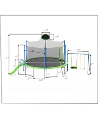 Streamdale Furniture 12FT Trampoline with Slide Swings Basketball Hoop & Net