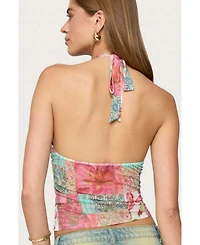 Edikted Women's Catie Printed Mesh Halter Top