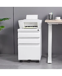 3-Drawer Mobile File Cabinet with Lock Office Storage Filing Cabinet for Legal/Letter Size Pre-Assembled Metal File Cabinet Except Wheels