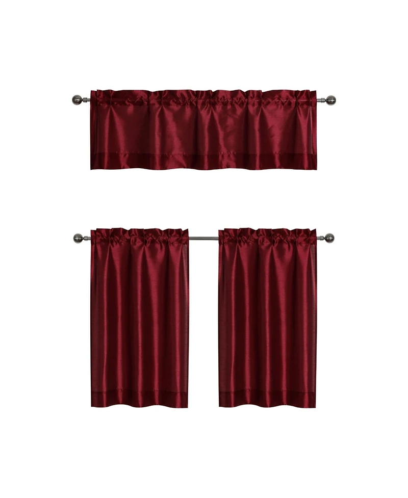 Kate Aurora Parisian Living Complete 3 Piece Lightweight Sheer Cafe Kitchen Curtain Tier & Valance Set