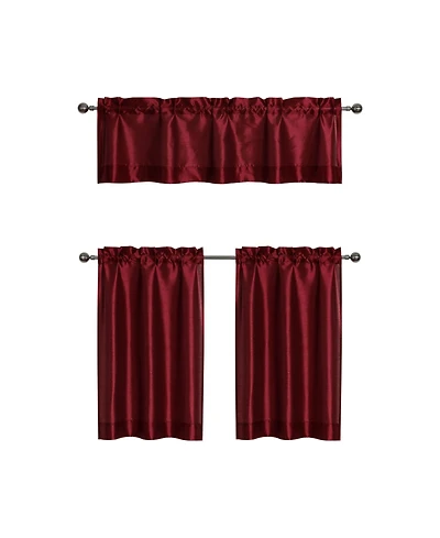 Kate Aurora Parisian Living Complete 3 Piece Lightweight Sheer Cafe Kitchen Curtain Tier & Valance Set