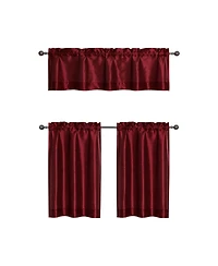 Kate Aurora Parisian Living Complete 3 Piece Lightweight Sheer Cafe Kitchen Curtain Tier & Valance Set