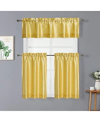 Kate Aurora Parisian Living Complete 3 Piece Lightweight Sheer Cafe Kitchen Curtain Tier & Valance Set