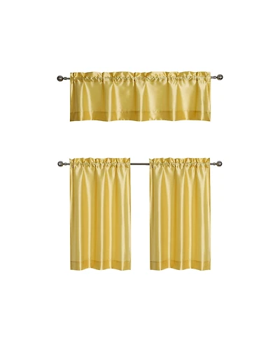 Kate Aurora Parisian Living Complete 3 Piece Lightweight Sheer Cafe Kitchen Curtain Tier & Valance Set