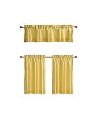 Kate Aurora Parisian Living Complete 3 Piece Lightweight Sheer Cafe Kitchen Curtain Tier & Valance Set