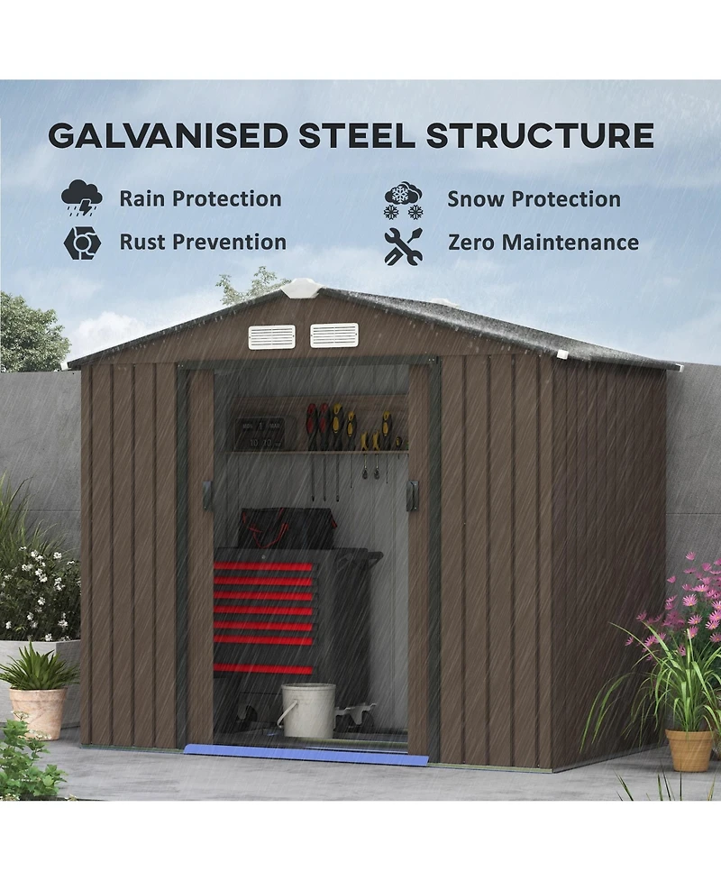 Outsunny 7' x 4' Storage Shed Garden Tool House w/ Vents Doors