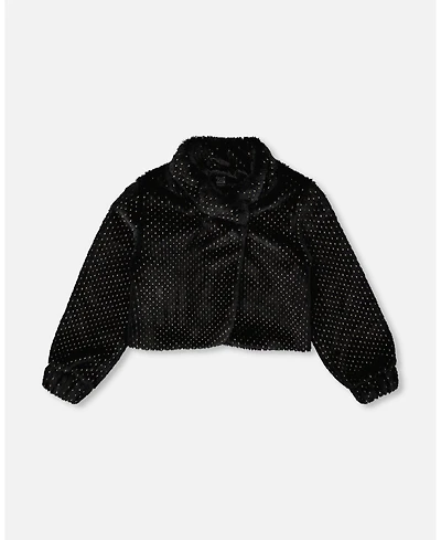 Deux par Girl Fake Fur Short Jacket Black - Toddler|Child
