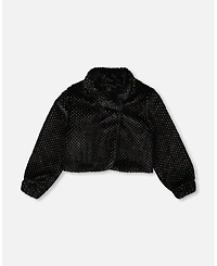 Deux par Girl Fake Fur Short Jacket Black - Toddler|Child