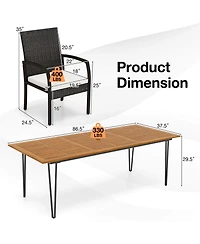 Costway 9 Pcs Outdoor Patio Dining Set Armchairs Set of 8 and Acacia Wood Square Table