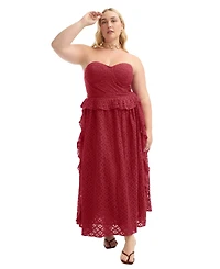 June + Vie Plus Ruffled Peplum Corseted Midi Dress