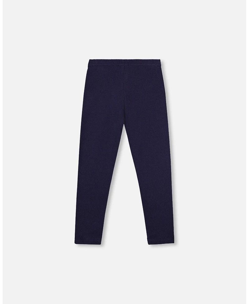 Deux par Baby Girls Ribbed Leggings Navy Blue