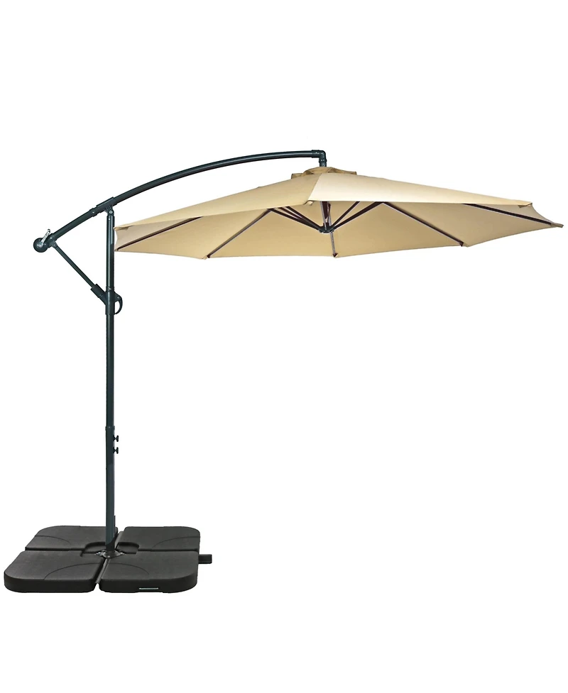 Outdoor Steel Offset Cantilever Pool Patio Umbrella with Square Base Set - 10'