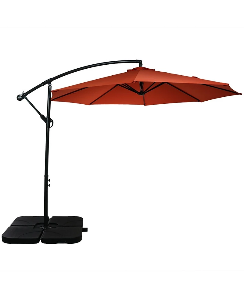 Outdoor Steel Offset Cantilever Pool Patio Umbrella with Square Base Set - 10'