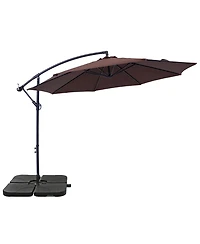Outdoor Steel Offset Cantilever Pool Patio Umbrella with Square Base Set - 10'