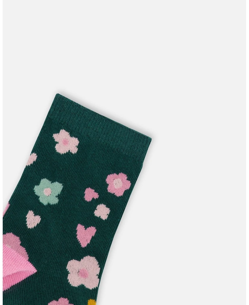 Deux par Girl 3-Pack Knit Socks Pink and Green - Toddler|Child