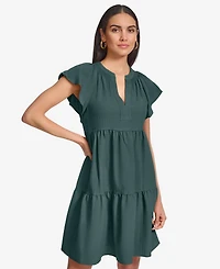 Calvin Klein Women's Split-Neck Tiered A-Line Dress