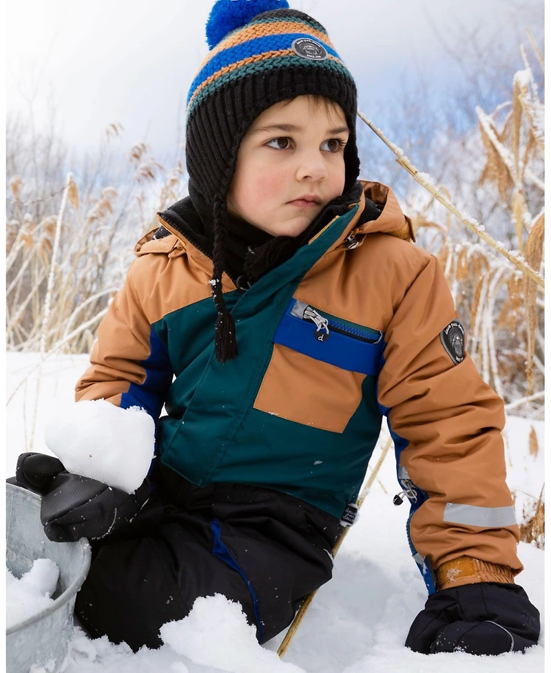 Deux par Boy One-Piece Play Snowsuit Colorblocked and Black - Child