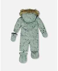 Deux par Baby Boy One-Piece Play Snowsuit Designed for Car Seat Sage Animal Print - Baby|Toddler