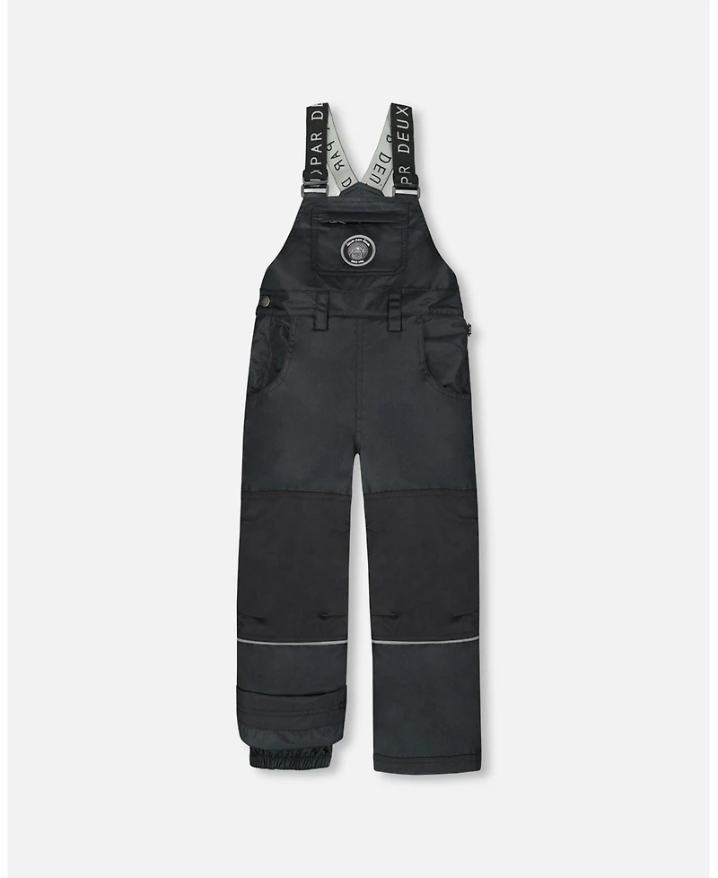 Deux par Kids Unisex Solid Play Overall Snow Bib Black