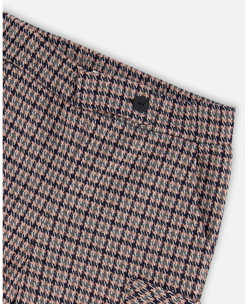 Deux par Girl Jacquard Knit Flare Pants with Houndstooth Pattern - Child