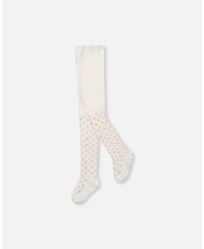 Deux par Girl Knit Tights Off-White with Golden Star Pattern - Toddler|Child