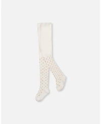 Deux par Girl Knit Tights Off-White with Golden Star Pattern - Toddler|Child