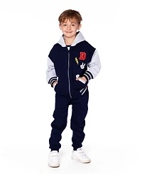 Deux par Big Boys Full Zip Hooded Fleece Jacket Navy Blue