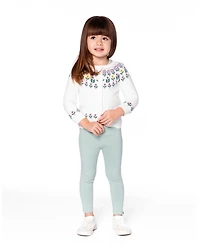 Deux par Girl Jacquard Knit Cardigan Off-White with Floral Pattern