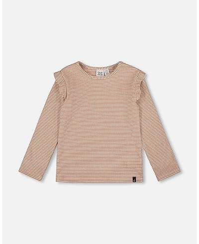 Deux par Deux Girl Rib Striped Top Beige and Off-White - Toddler|Child