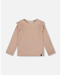 Deux par Deux Girl Rib Striped Top Beige and Off-White - Toddler|Child