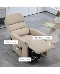 Flynama Homcom Power Lift Recliner Chair for Elderly, Easy Assembly, Fabric Lift Chair with Remote Control, Side Pockets for Living Room, Beige