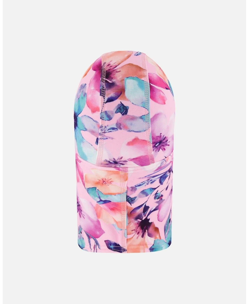 Deux par Girl Brushed Jersey Balaclava Pink Watercolor Flower Print - Toddler|Child