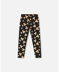 Deux par Toddler Girls Jersey Leggings Black Teddy Bear Print - Toddler|Child