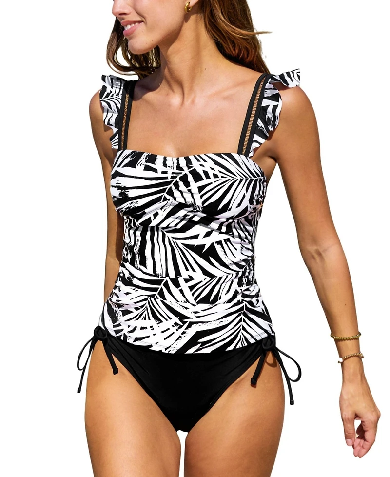Cupshe Women's Sunny Cove Square Neckline Tankini Set