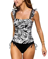 Cupshe Women's Sunny Cove Square Neckline Tankini Set