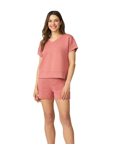 Cable & Gauge Women's V-Neck Top High Waisted Short Matching Set