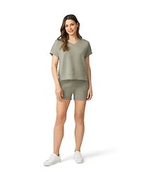 Cable & Gauge Women's V-Neck Top High Waisted Short Matching Set