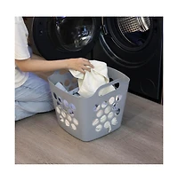 Basicwise Flexible Plastic Carry Laundry Basket Holder Square Storage Hamper with Side Handles
