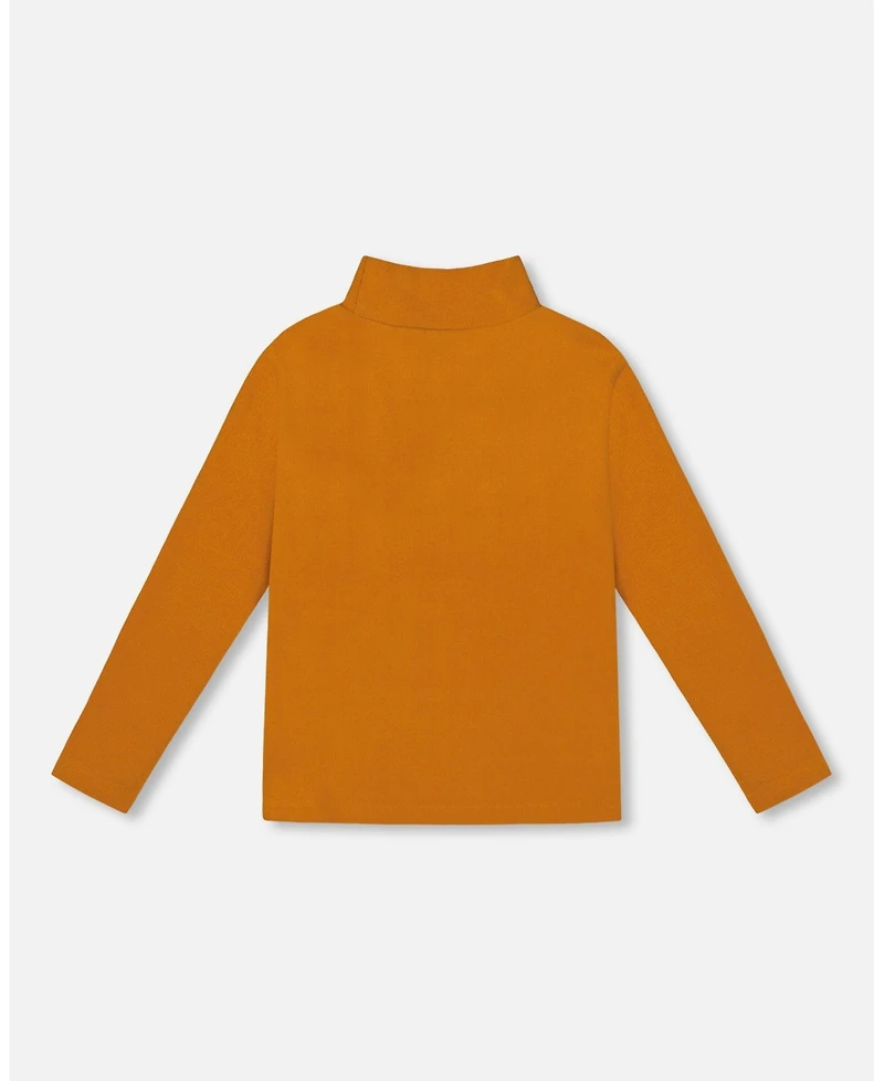Deux par Girl Super Soft Ribbed Mock Neck Top Golden Yellow - Child