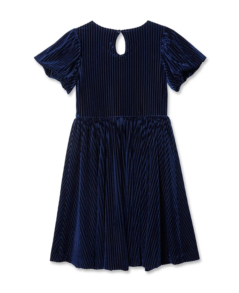 Lands' End Girls Bubble Short Sleeve Velour Dress